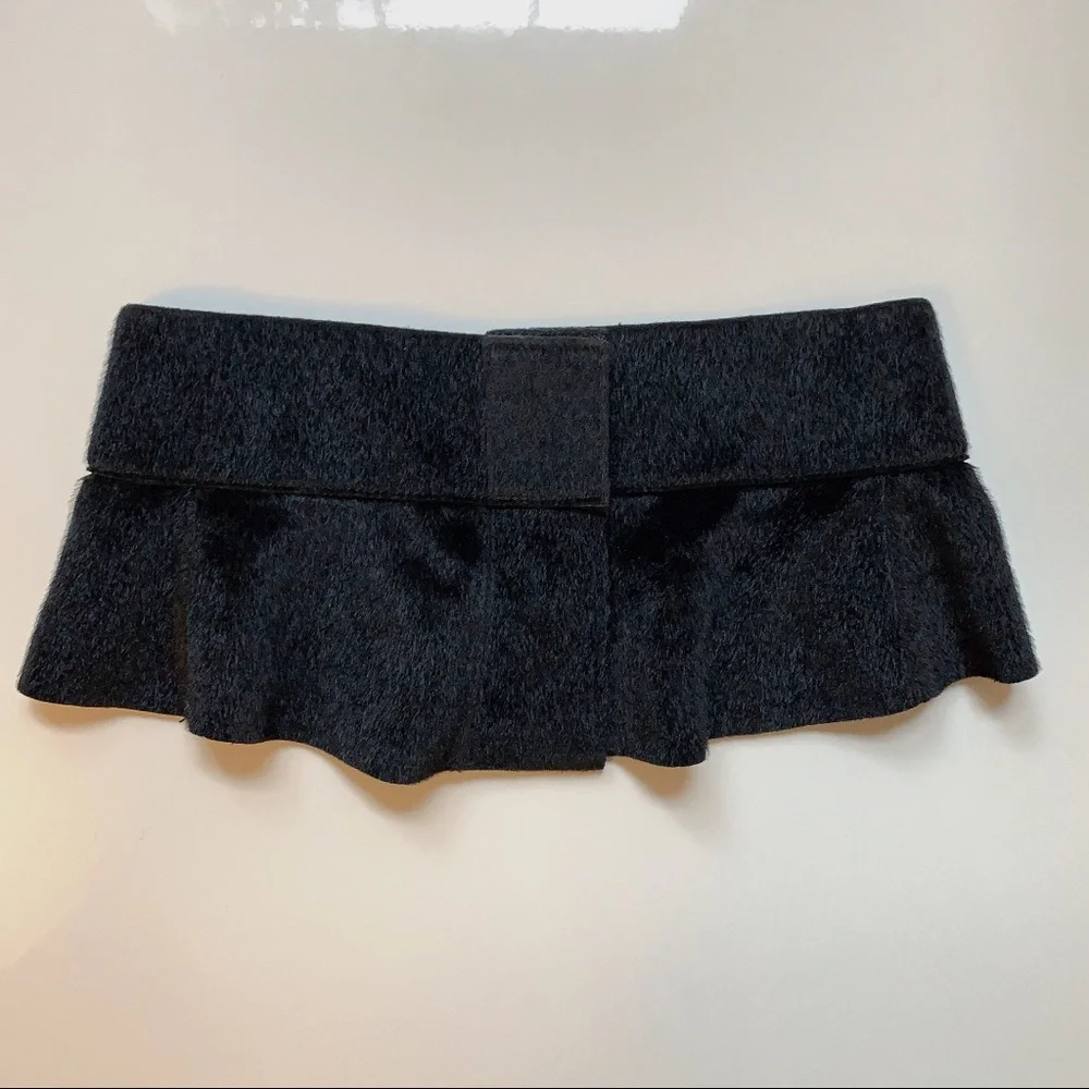 Black Flare Faux Fur Belt for Teenagers